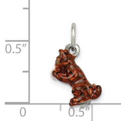 Sterling Silver 925 Cat with Yarn Enamel Charm Rhodium Plated