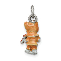 Sterling Silver Enamel Cat Violin Charm with Rhodium Plating