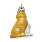 Sophia Jewelers Sterling Silver Enamel Mom & Kitten Charm Pla