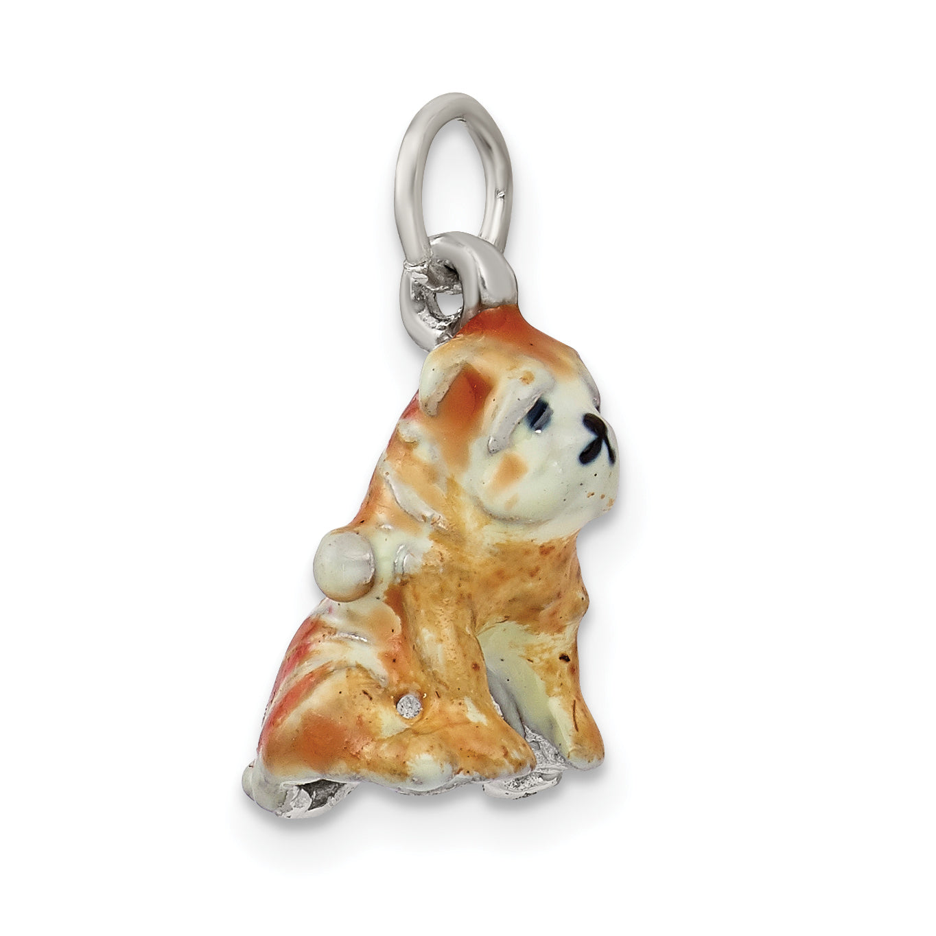 Sterling Silver 925 Shar Pei Charm with Enamel 3D Design