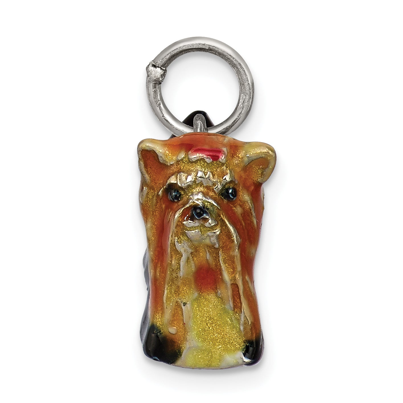 Sterling Silver 3D Enameled Yorkshire Terrier Charm Pendant Stylish Collectible Secondary image