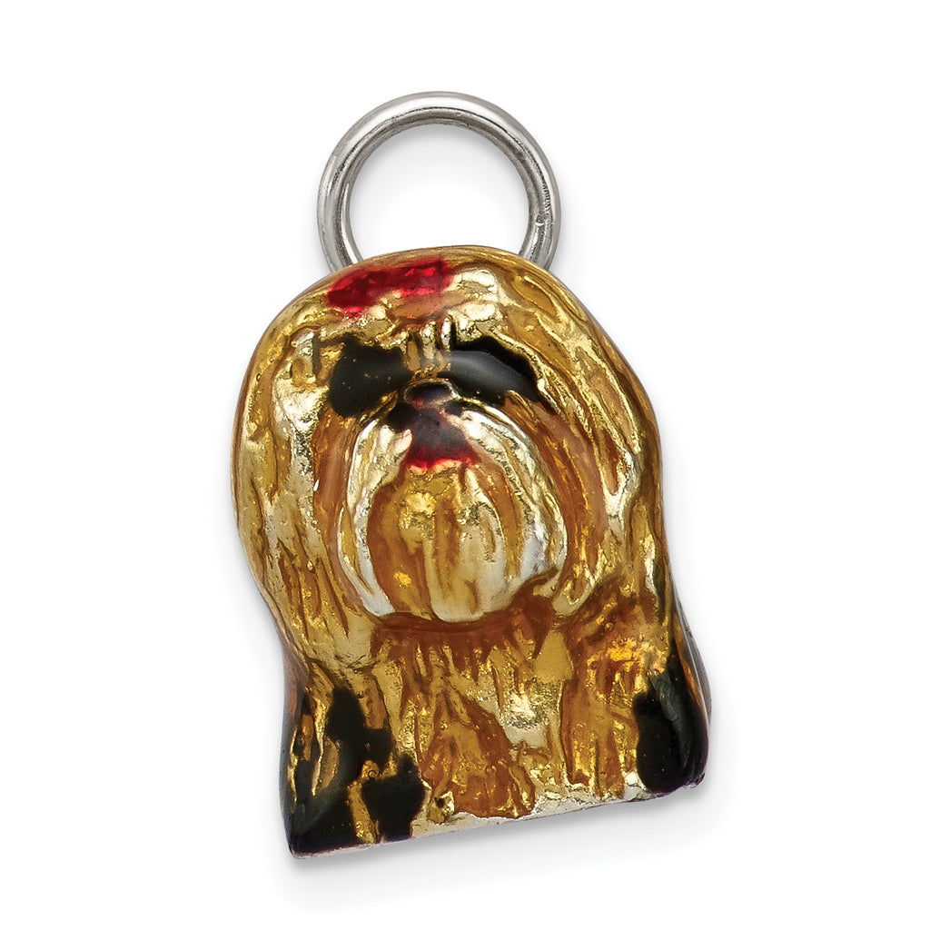 Sterling Silver 3D Shih Tzu Charm with Enamel Detail by Sophia Jewelers
