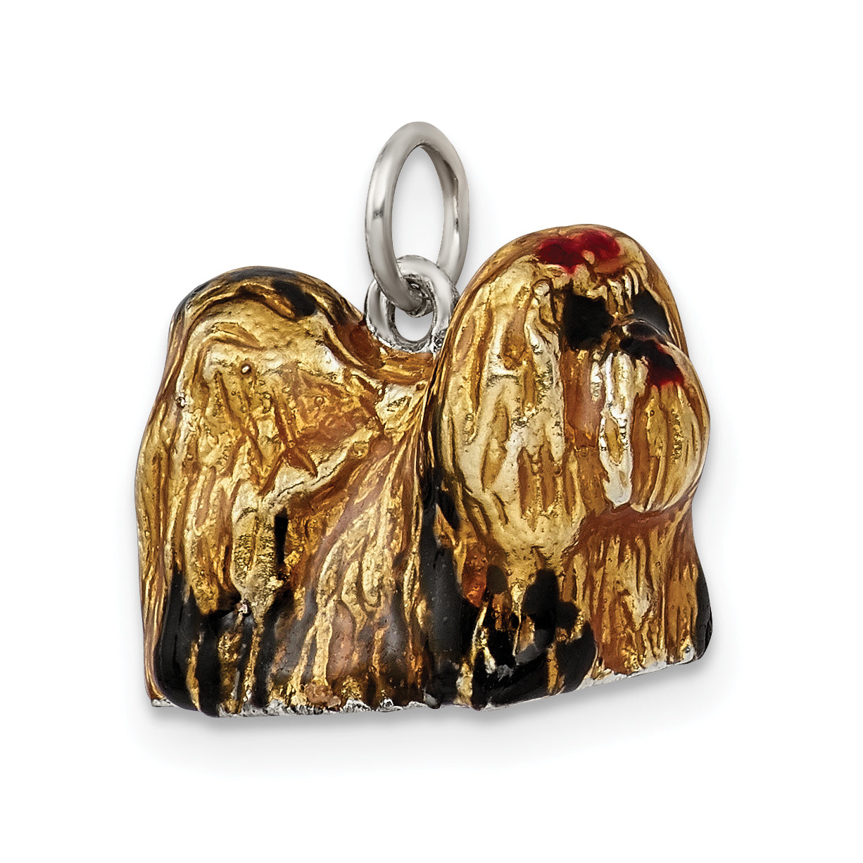 Sterling Silver 3D Shih Tzu Charm with Enamel Detail by Sophia Jewelers