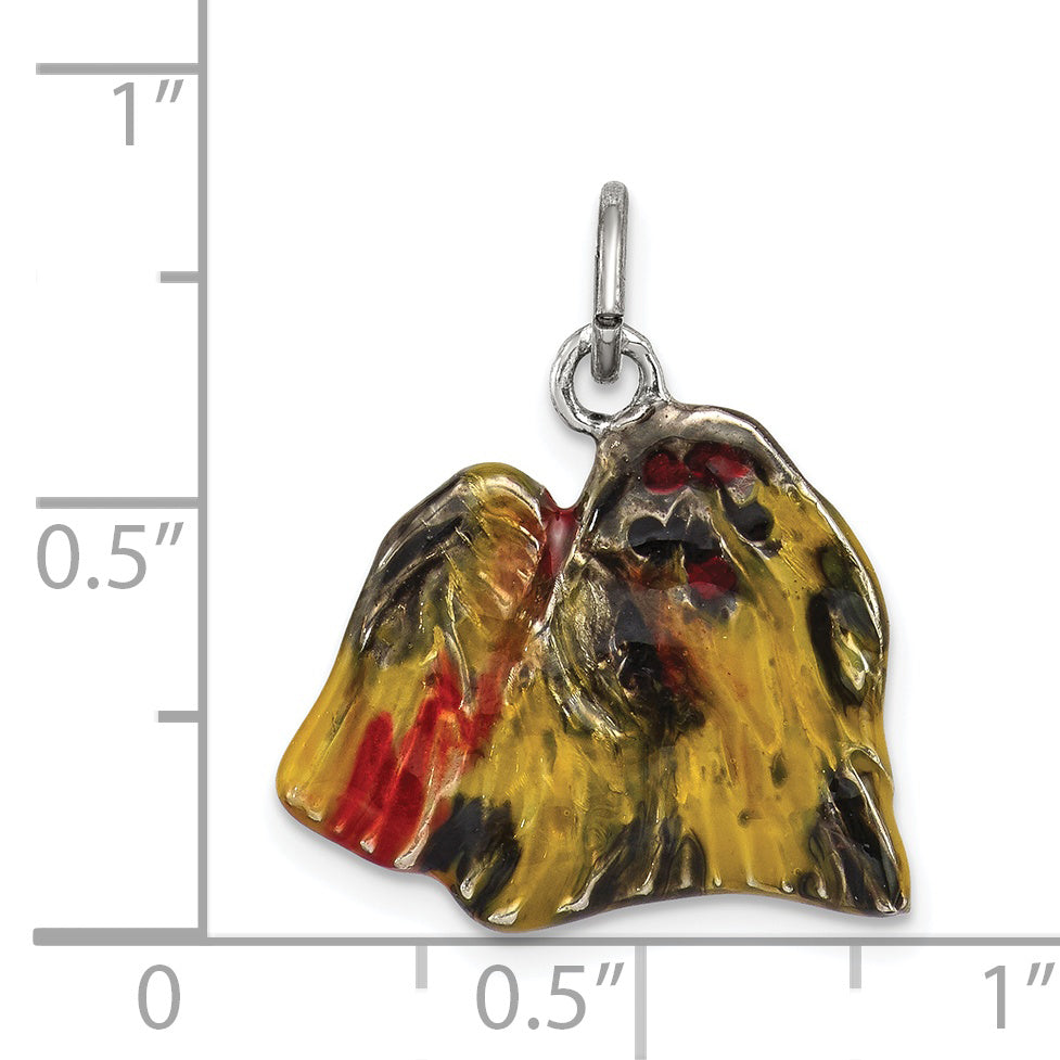 Sophia Jewelers Sterling Silver 3D Shih Tzu Charm with Enamel Detailing