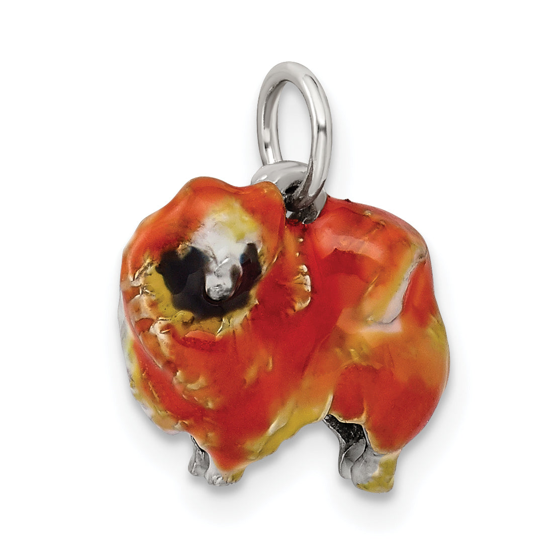 Sterling Silver 3D Enameled Pekingese Charm Pendant by Sophia Jewelers