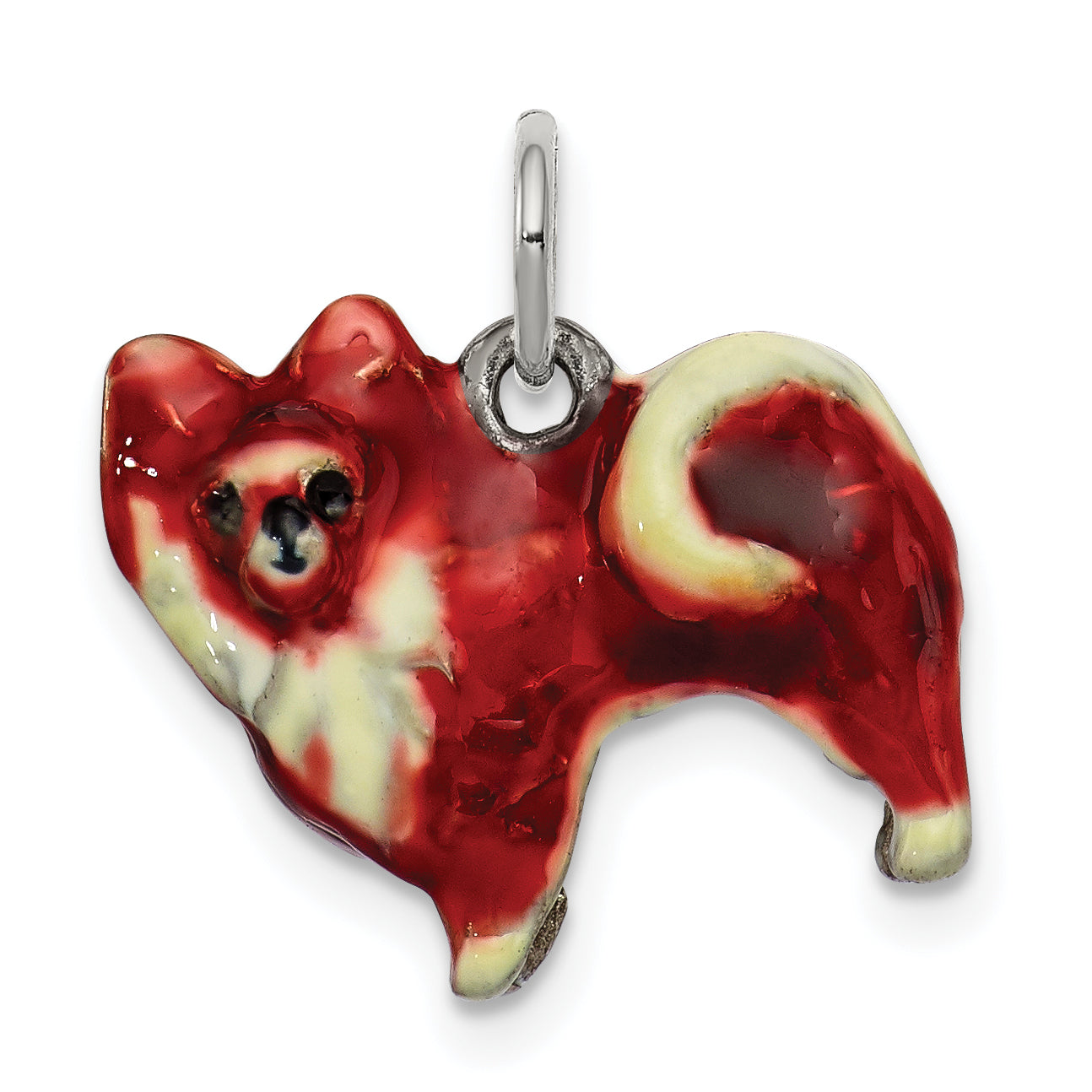 Sterling Silver Enameled Small Pomeranian Charm Main image