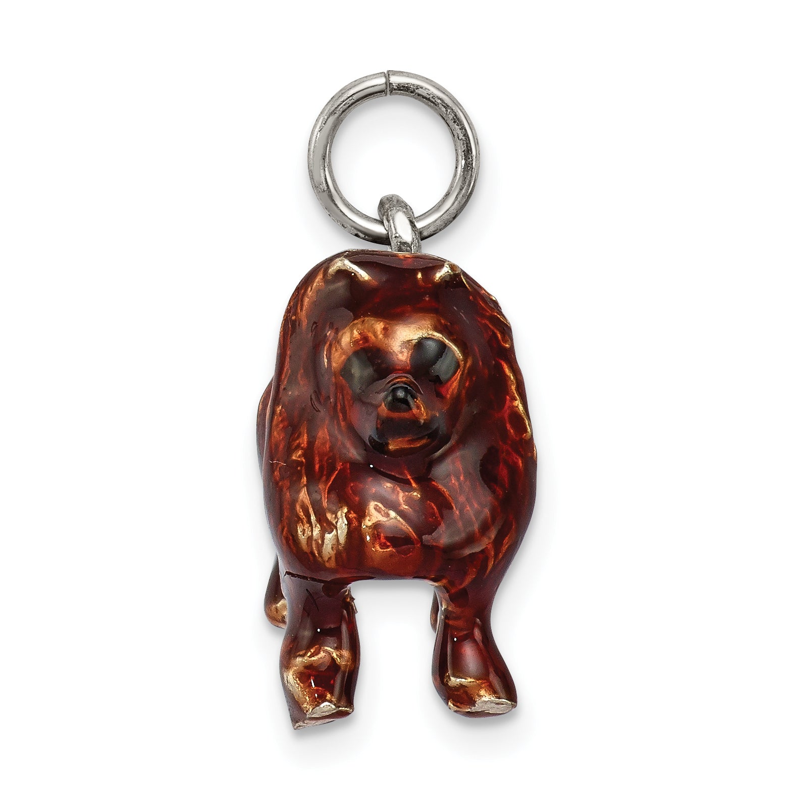 Sterling Silver 925 Enameled Pomeranian Charm in 3D Design Secondary image