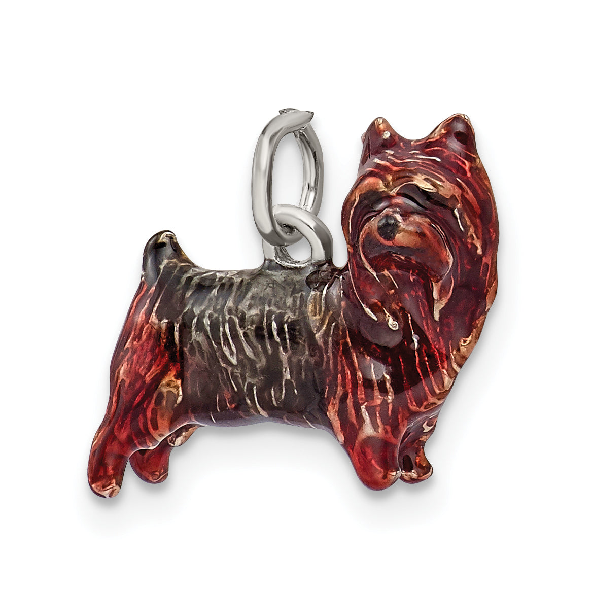 Sterling Silver 3D Enamel Cairn Terrier Charm Elegant Themed Pendant