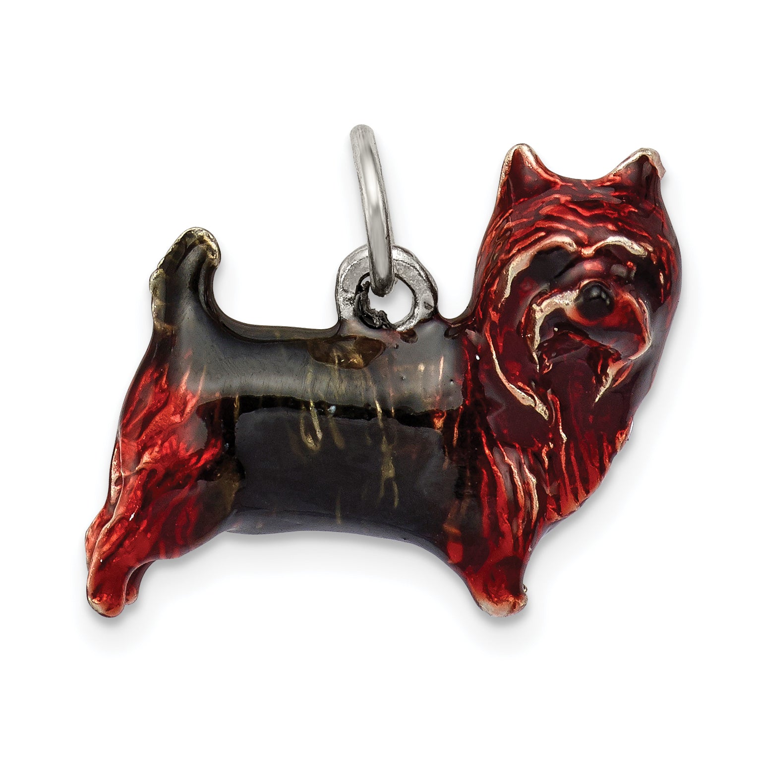Sterling Silver Enameled Brown & Sable Cairn Terrier Charm Main image