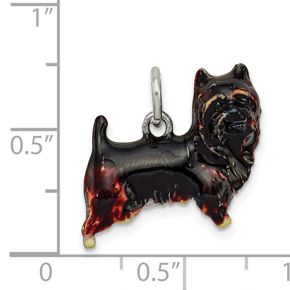 Sterling Silver 925 Cairn Terrier Enamel Charm 3D Jewelry Piece
