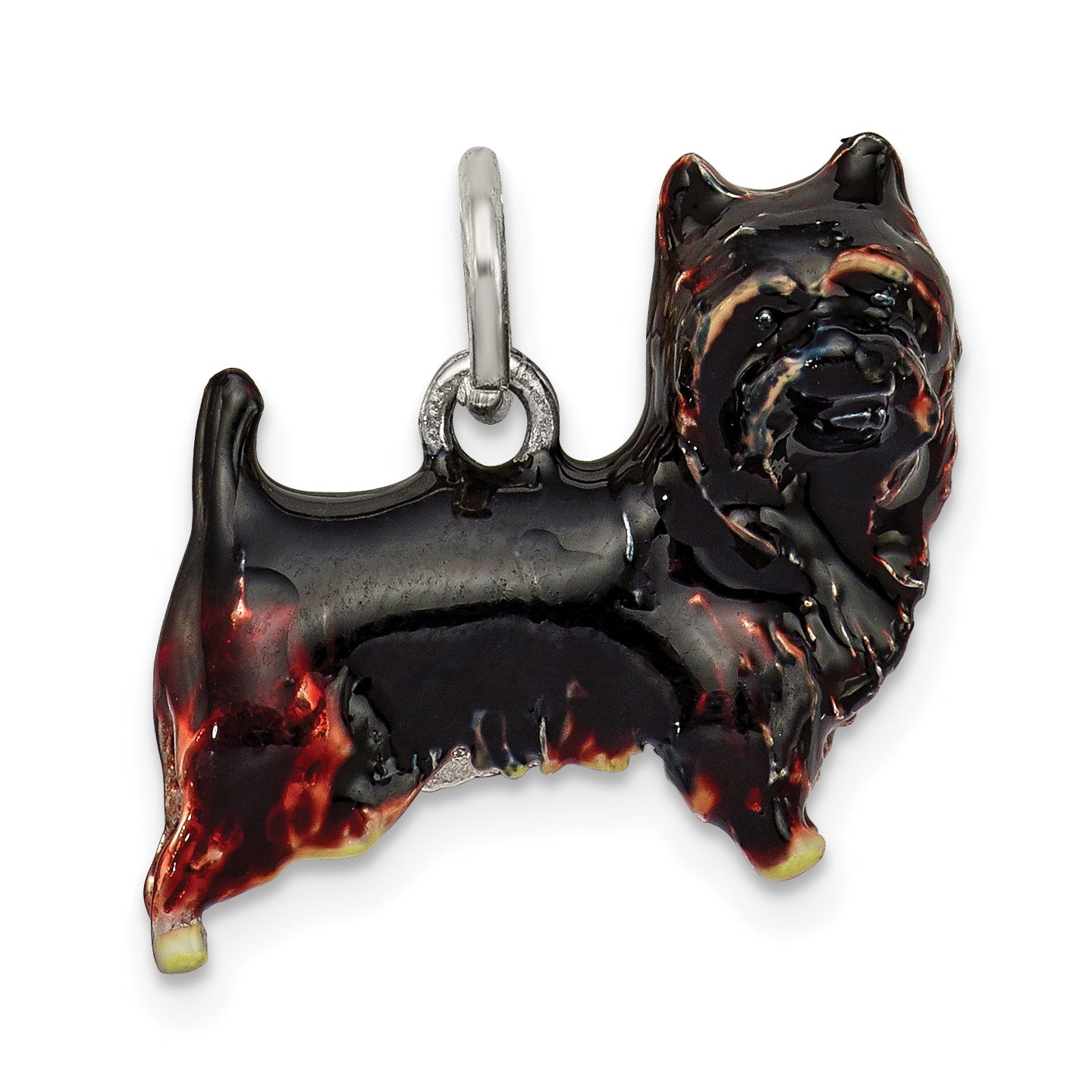 Sterling Silver Enameled Brown & Black Cairn Terrier Charm Main image