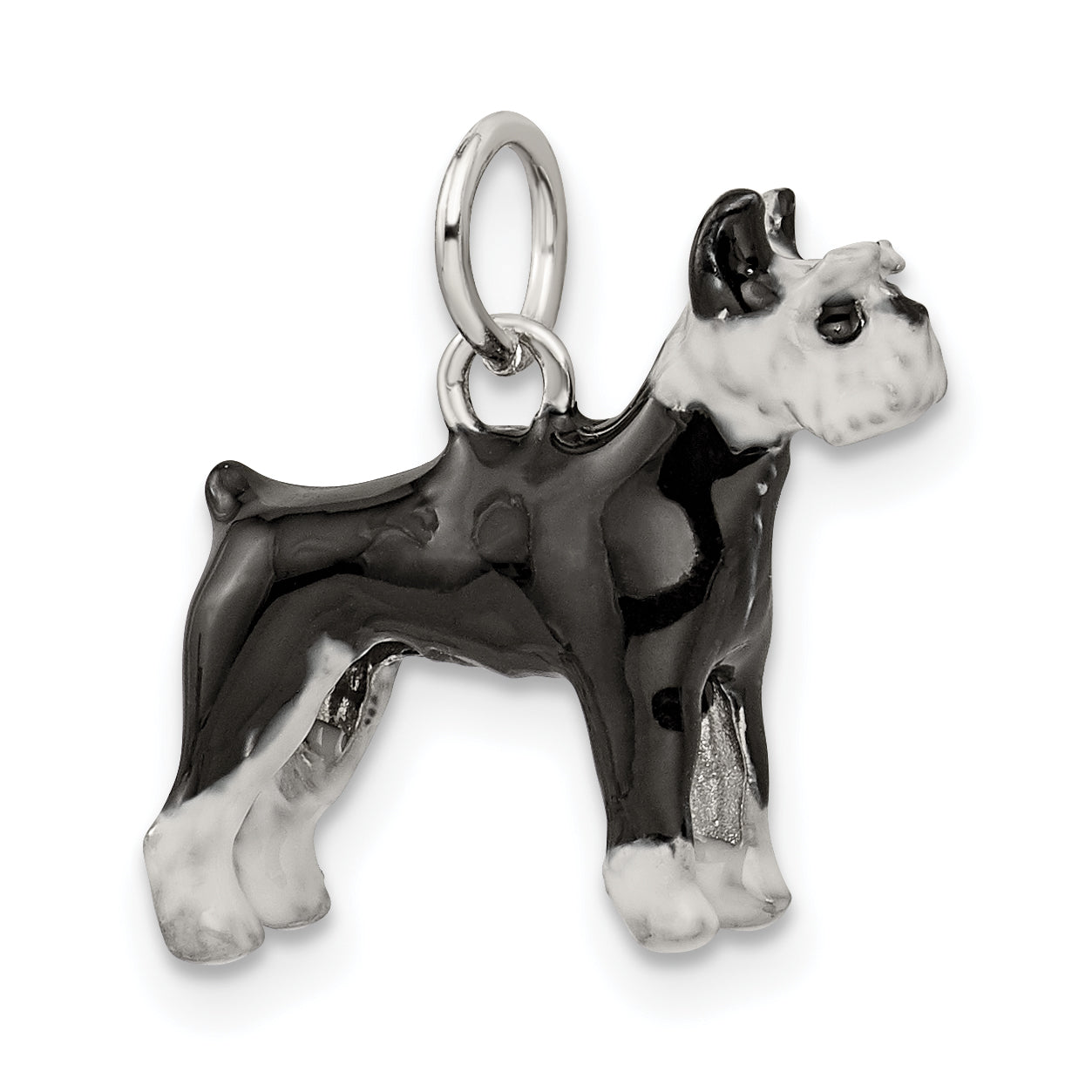 Sophia Jewelers 925 Sterling Silver Schnauzer Charm with 3D Enamel Detailing