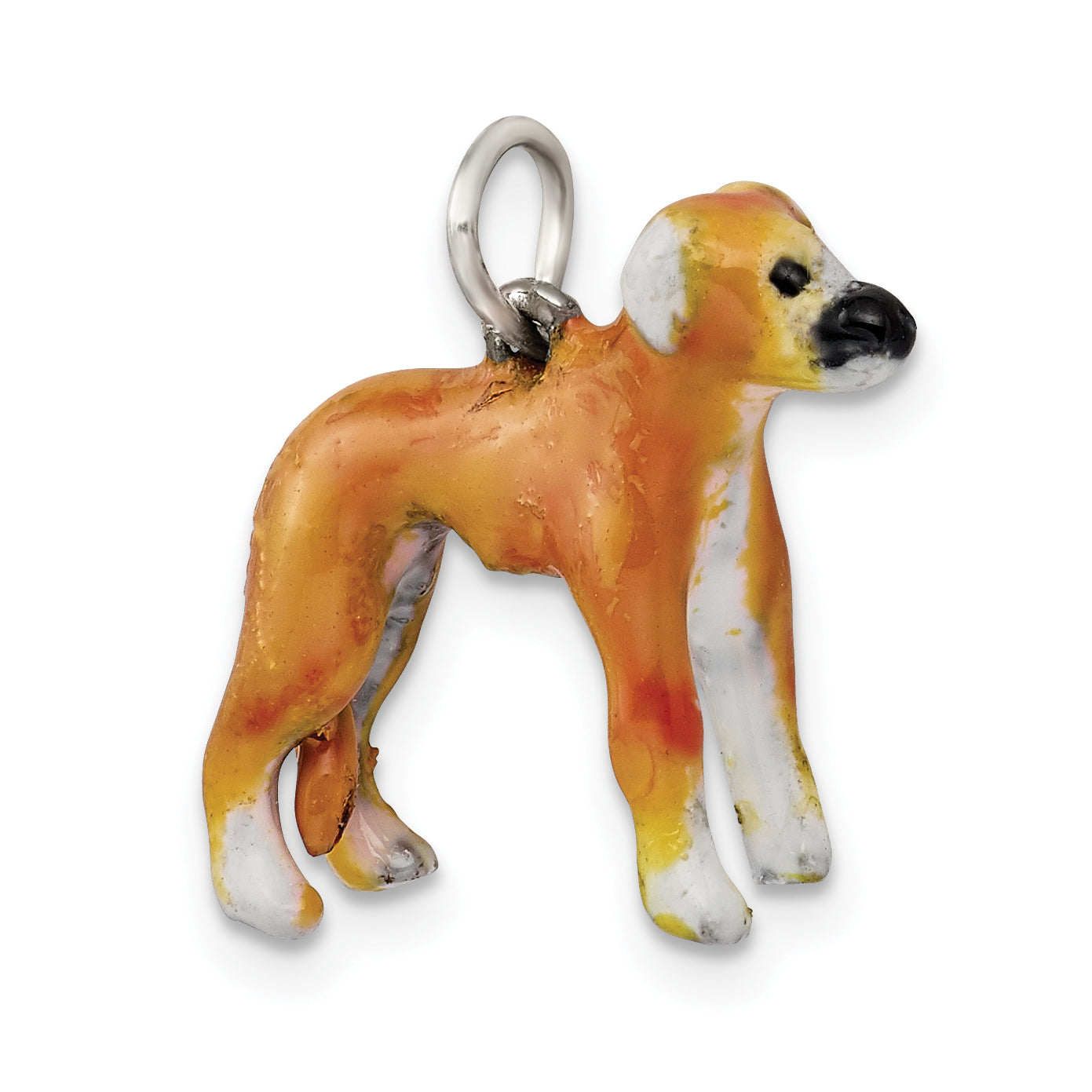 Sterling Silver 925 Whippet Charm with Enamel 3D Design