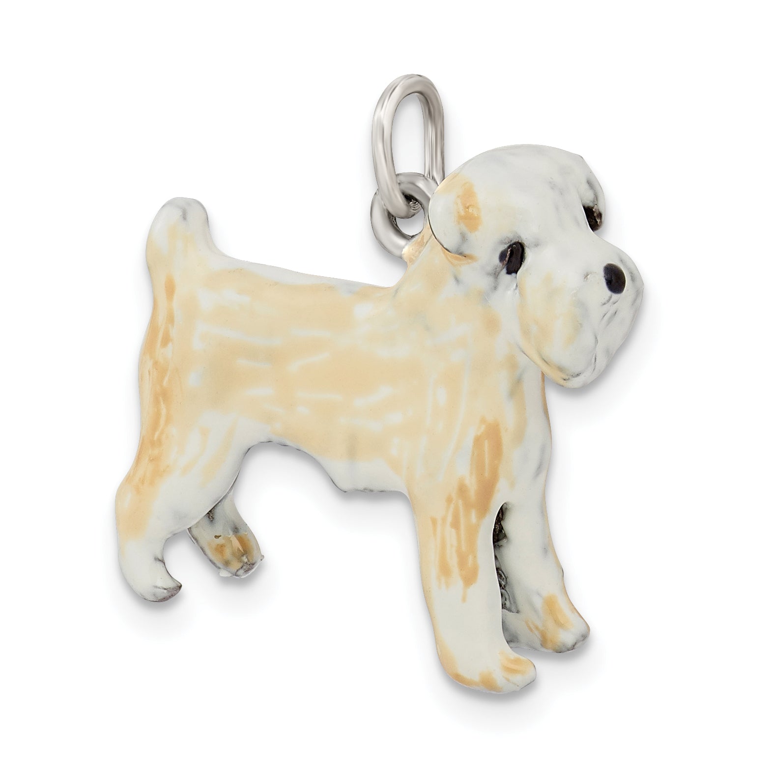 Sterling Silver Enamel Wheaton Terrier Charm 3D Design by Sophia Jewelers
