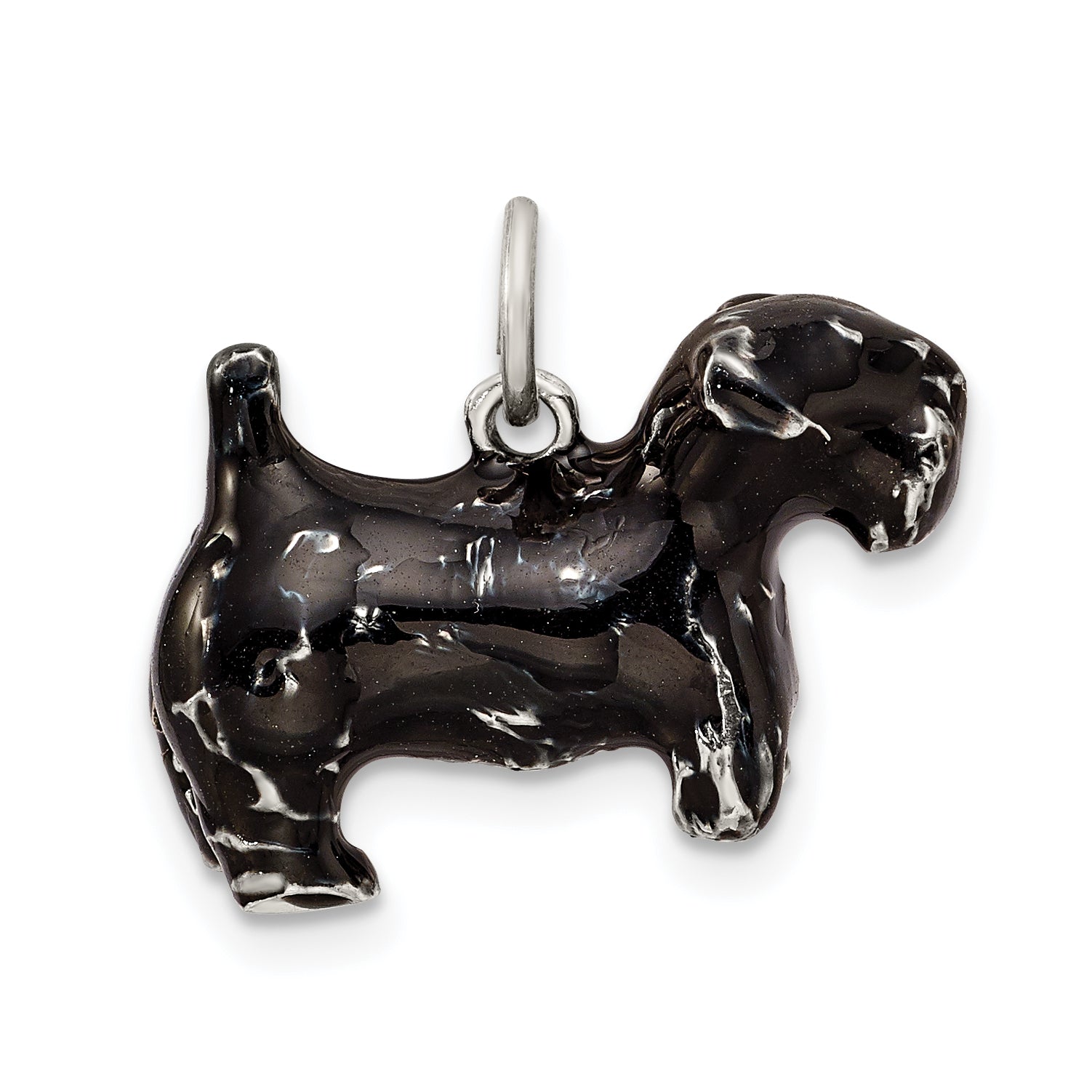 Sterling Silver 925 Scottish Terrier 3D Enameled Charm Sophia Jewelers