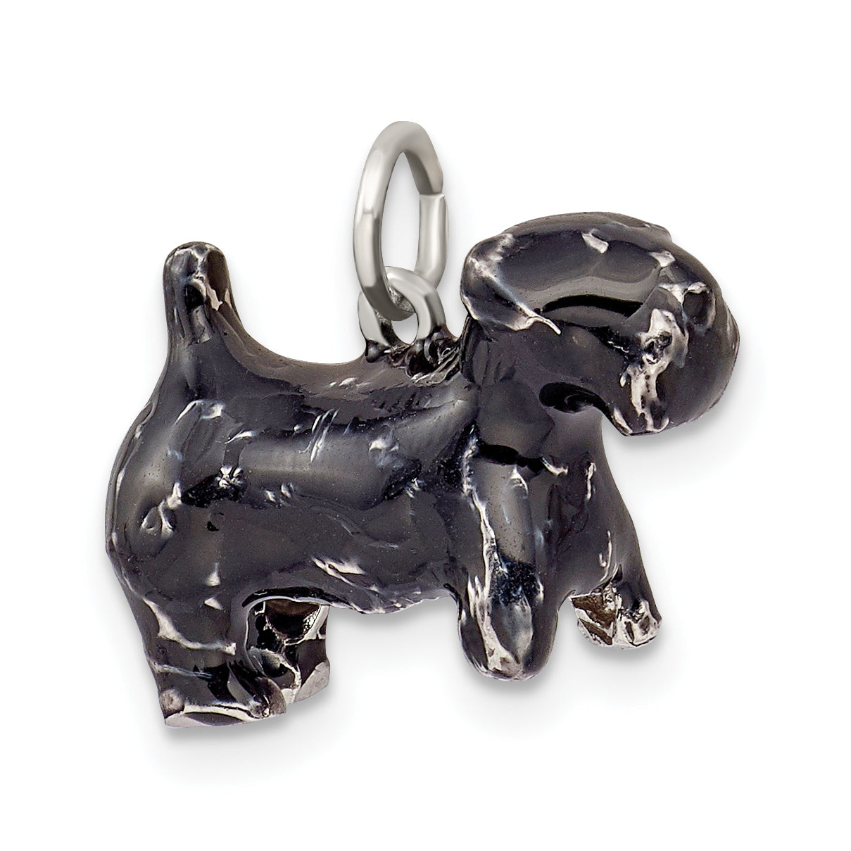 Sterling Silver 925 Scottish Terrier 3D Enameled Charm Sophia Jewelers