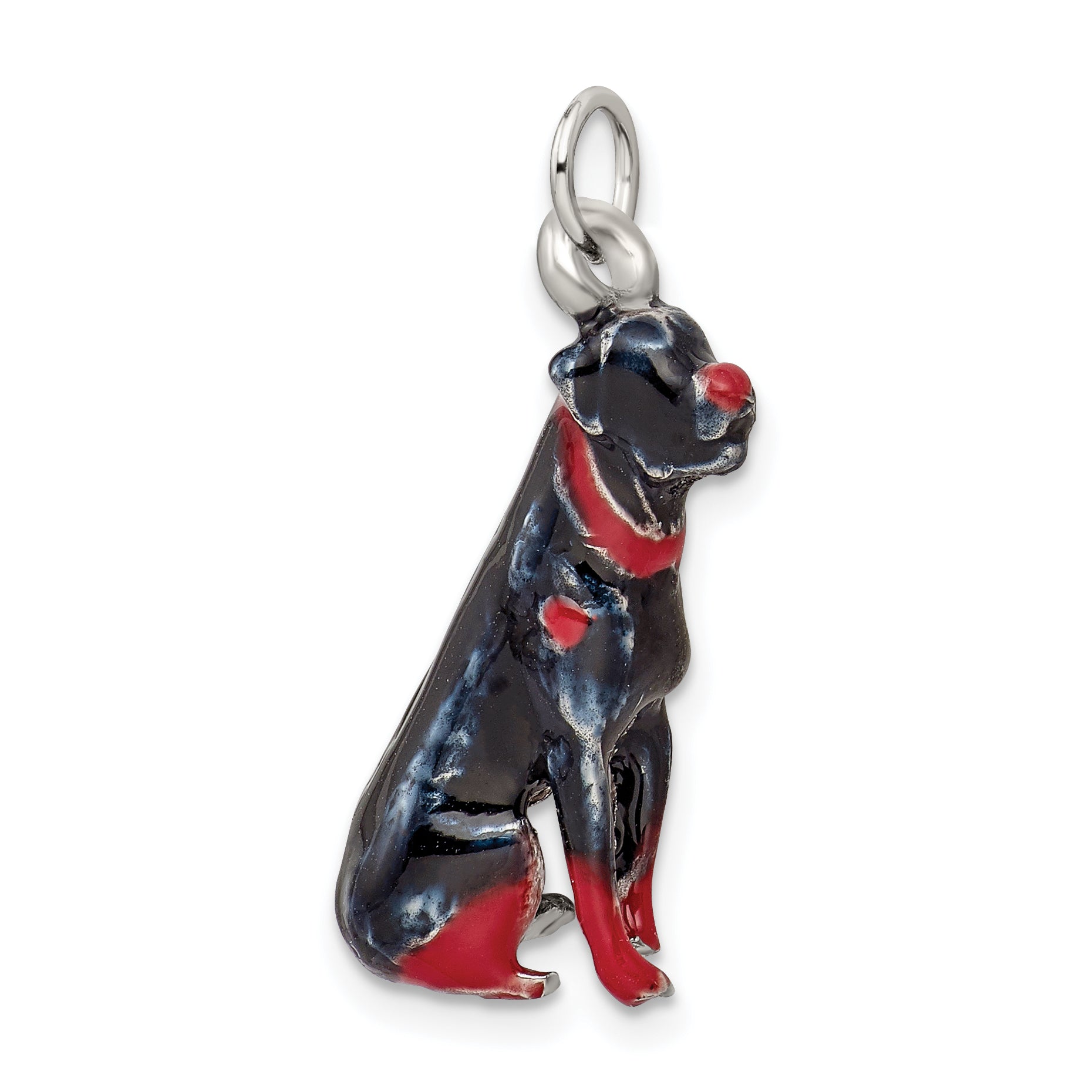 Sterling Silver 3D Rottweiler Enamel Charm by Sophia Jewelers
