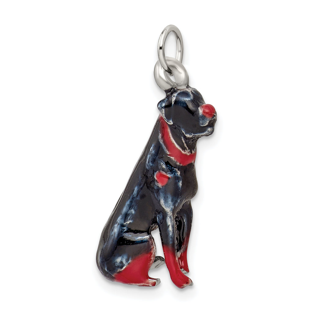 Sterling Silver 3D Rottweiler Enamel Charm by Sophia Jewelers