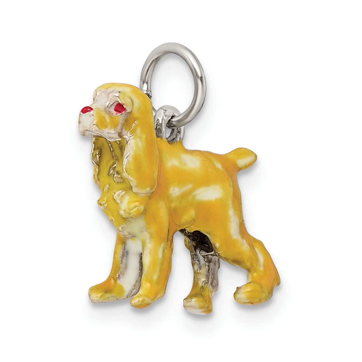 Sophia Jewelers 925 Sterling Silver 3D Cocker Spaniel Charm with Enamel Detailing