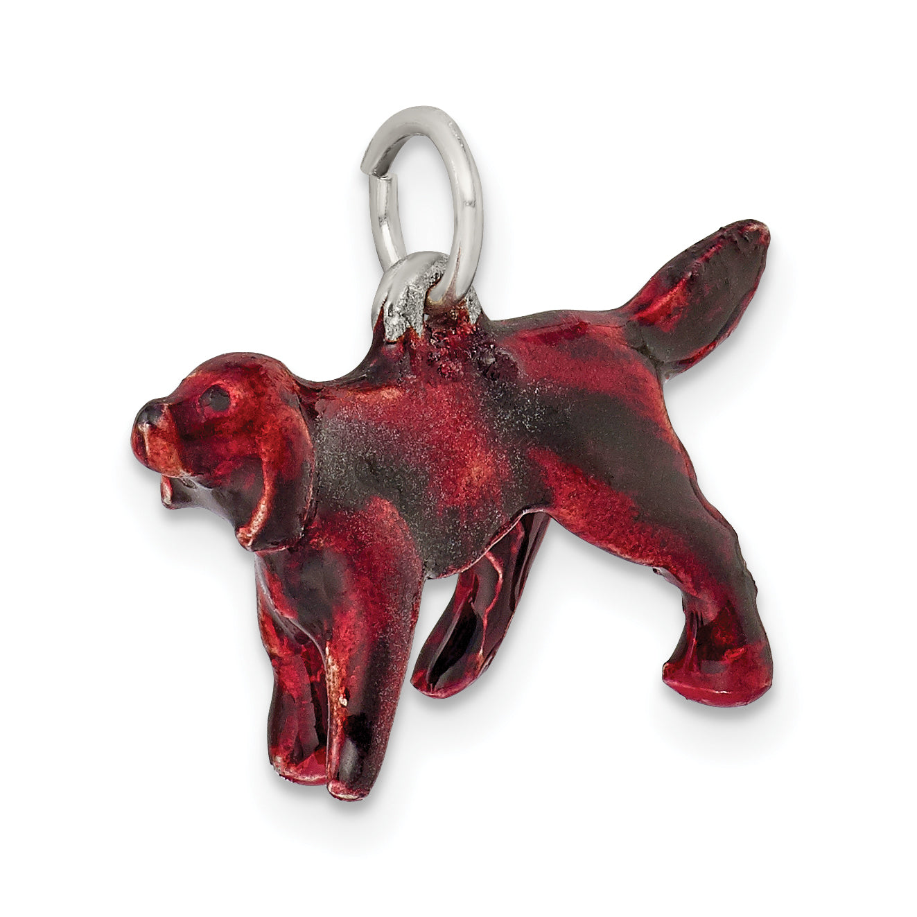 Sterling Silver 925 Irish Setter Charm with Enamel 3D Design