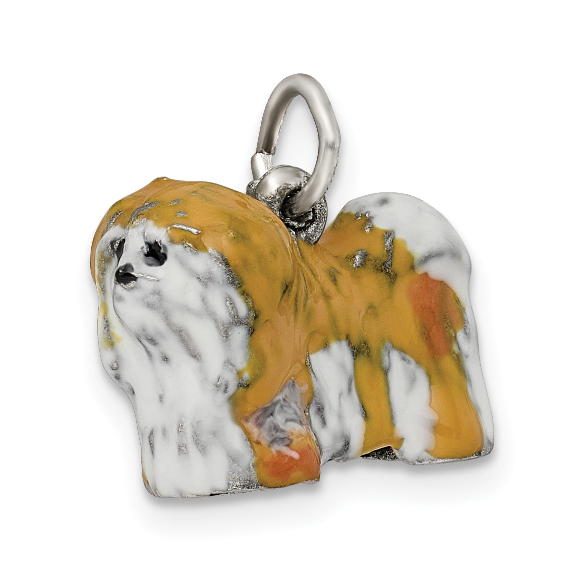 Sophia Jewelers Sterling Silver 3D Enameled Lhasa Apso Charm