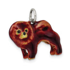 Sterling Silver 925 Enameled Chow Dog 3D Charm Pendant