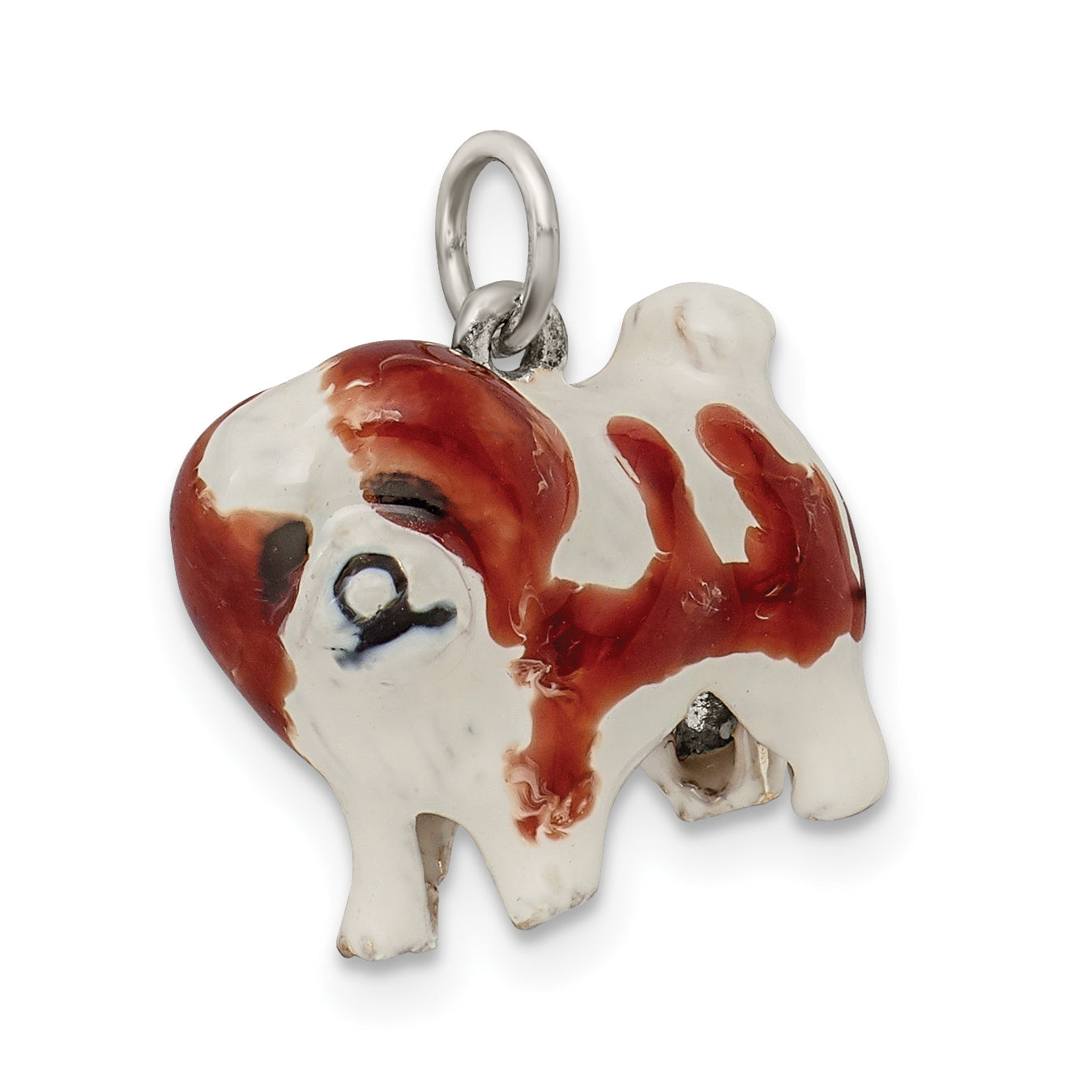 Sterling Silver 3D Enamel Coton De Tulear Charm by Sophia Jewelers