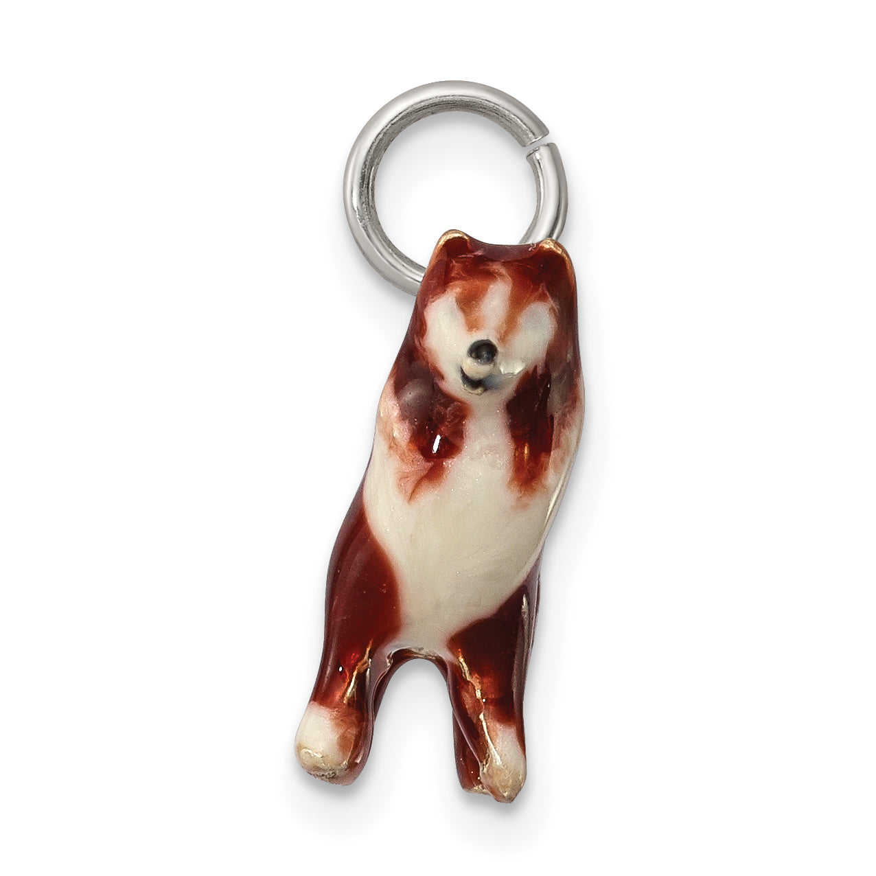 Sterling Silver 925 Collie Charm with Enameled 3D Detail Secondary image
