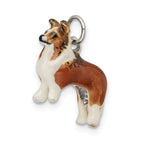 Sterling Silver 925 Collie Charm with Enameled 3D Detail