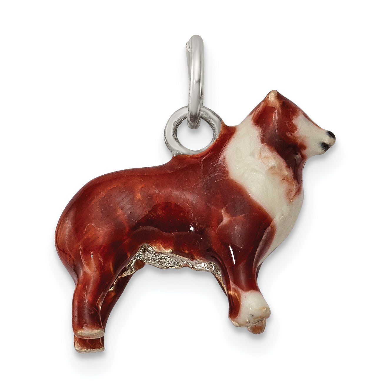 Sterling Silver Enameled Small Collie Charm Main image