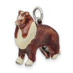 Sterling Silver Enameled Collie Charm in 3D Design by Sophia Jewelers