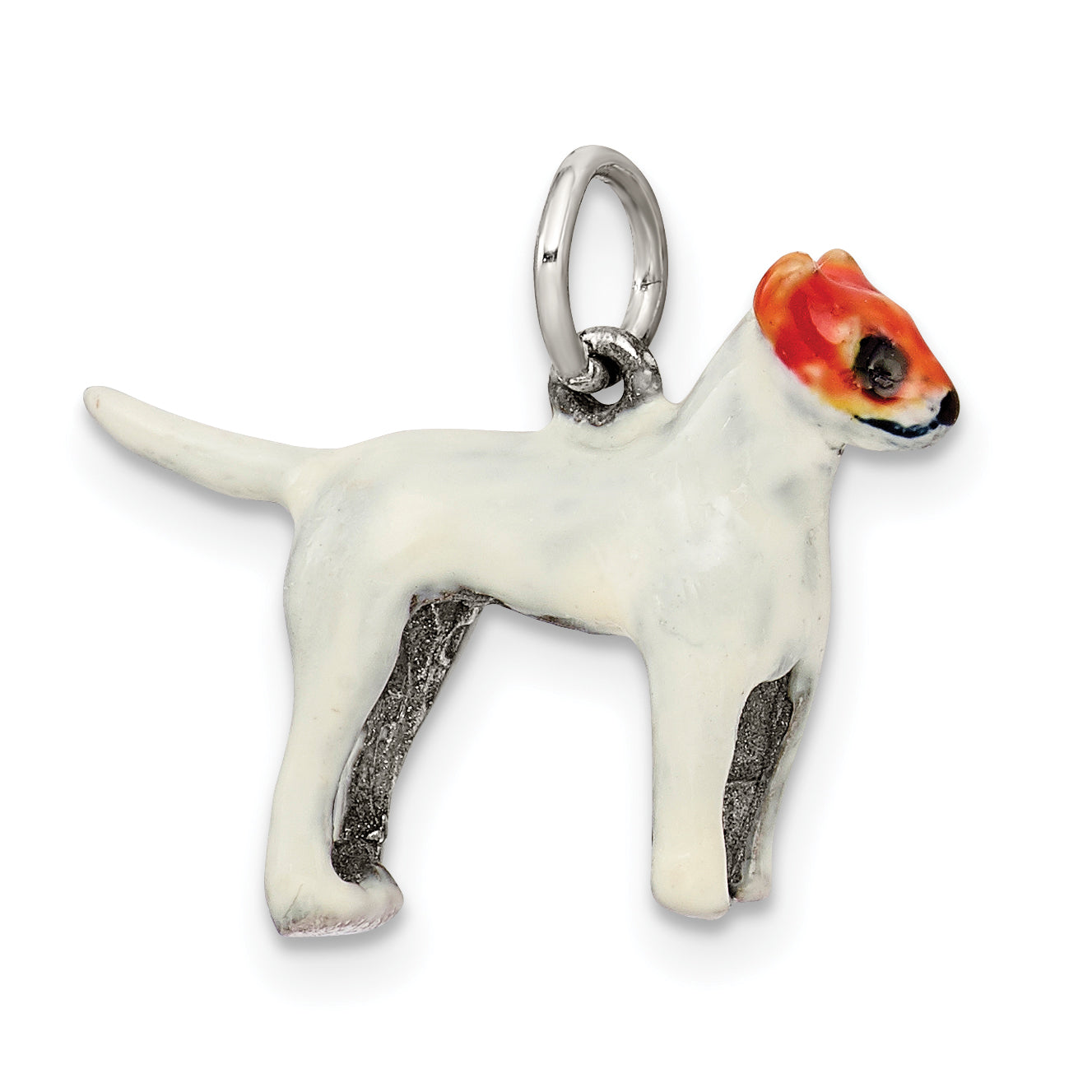 Sterling Silver 925 3D Jack Russell Enamel Charm for Pet Lovers
