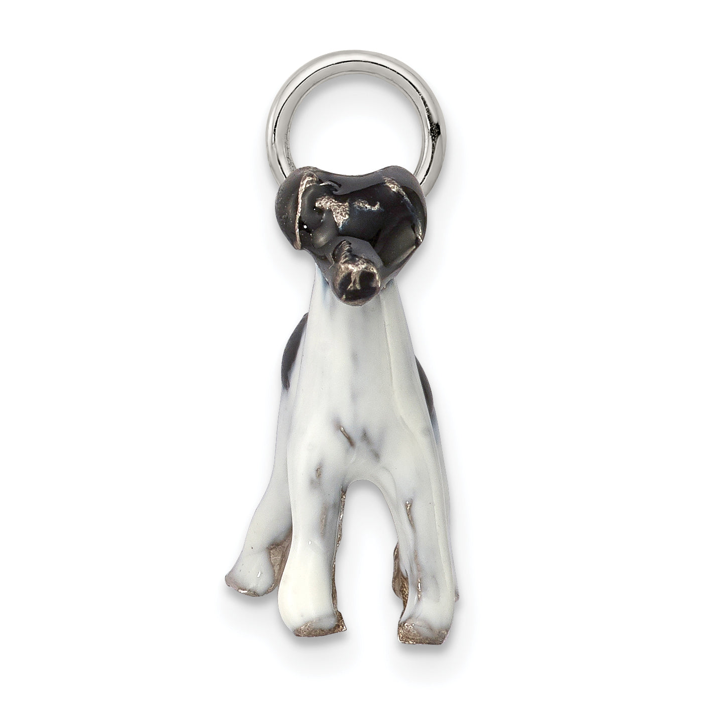 Sterling Silver 925 Fox Terrier Charm with Enamel 3D Design