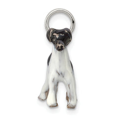 Sterling Silver 925 Fox Terrier Charm with Enamel 3D Design