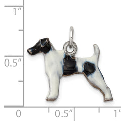 Sterling Silver 925 Fox Terrier Charm with Enamel 3D Design