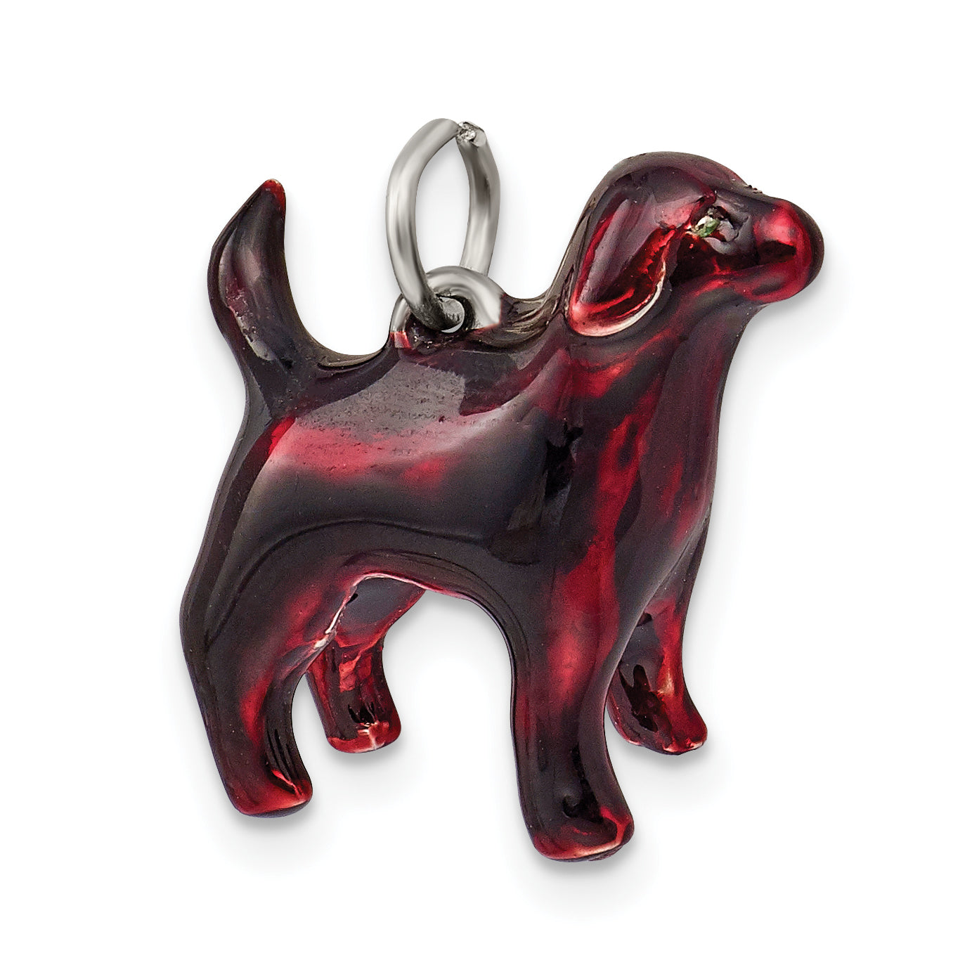 Sterling Silver 925 3D Chocolate Labrador Enamel Charm Pendant