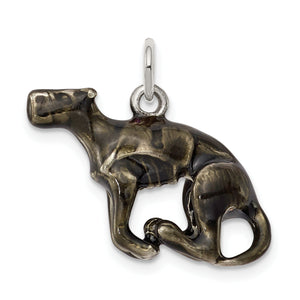 Enamel Greyhound Charm in Sterling Silver, 16mm - Sophia Jewelers