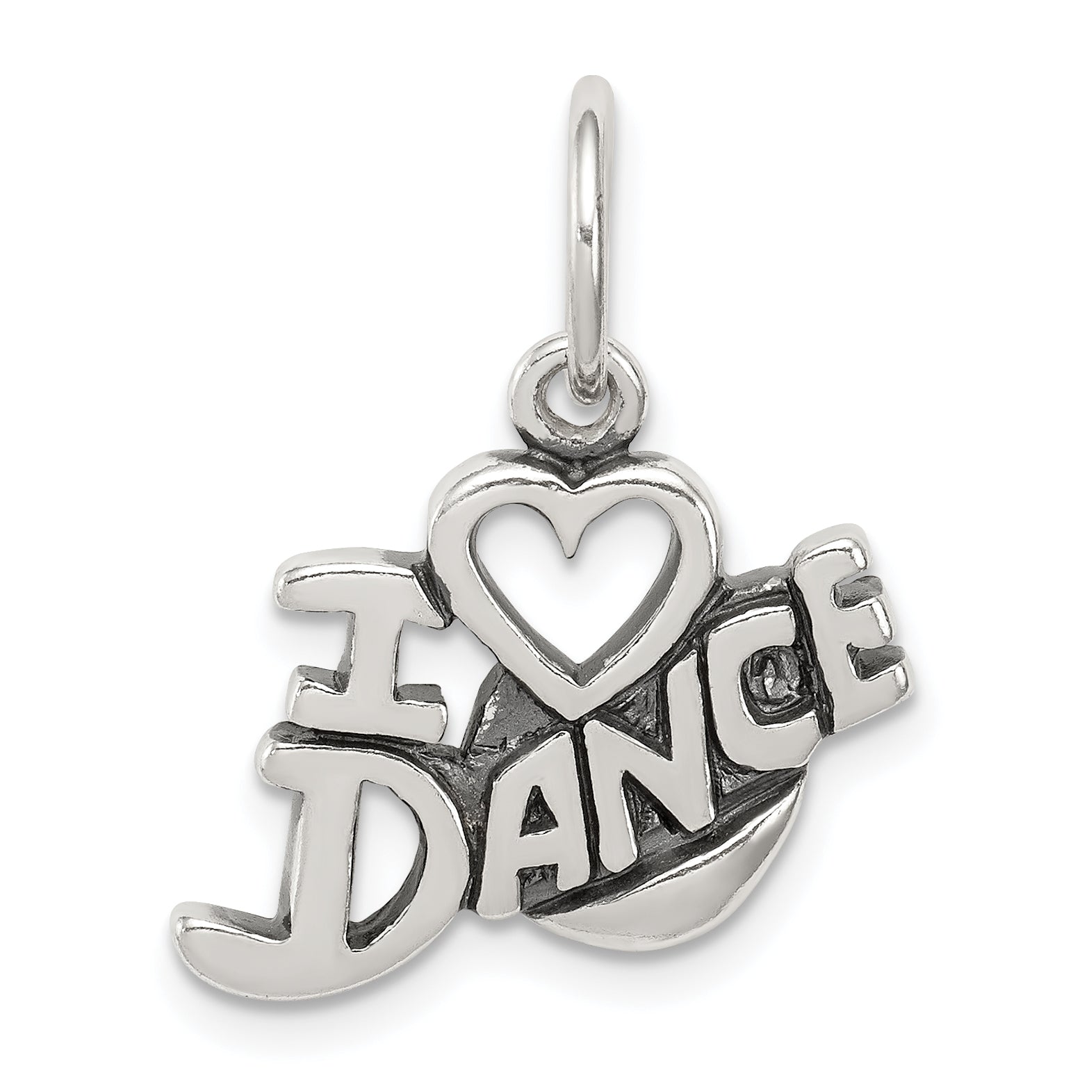 Sterling Silver Antiqued I Love Dance Charm Main image