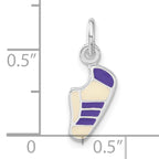 Sterling Silver 925 Purple & White Enamel Sneaker Charm for Women