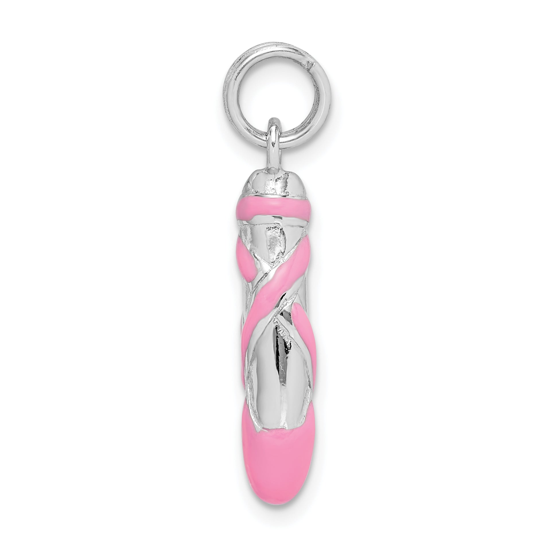 Sophia Jewelers Sterling Silver Ballet Slipper Charm with Pink Enamel Secondary image