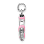 Sophia Jewelers Sterling Silver Ballet Slipper Charm with Pink Enamel