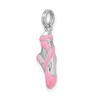 Sophia Jewelers Sterling Silver Ballet Slipper Charm with Pink Enamel