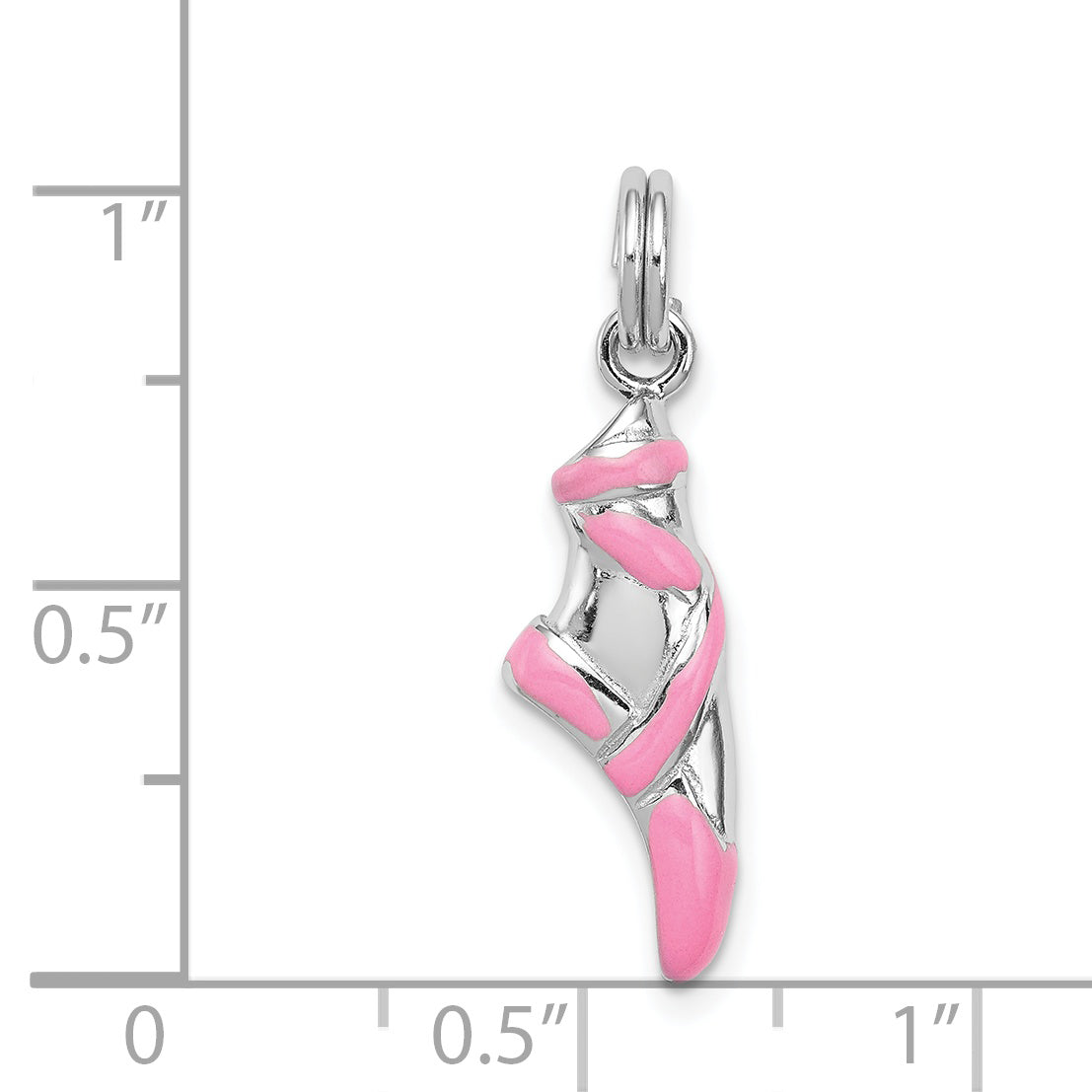 Sophia Jewelers Sterling Silver Ballet Slipper Charm with Pink Enamel