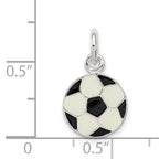 Sterling Silver Enameled Soccer Ball Charm with Polished Finish