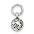 Sterling Silver 925 Soccer Ball Charm with Antiqued Finish