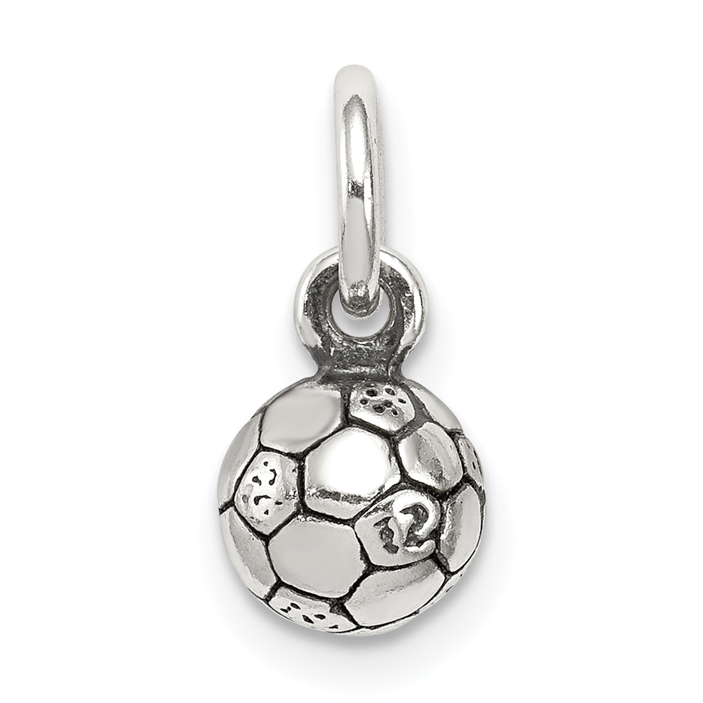 Sterling Silver Antiqued Soccer Ball Char