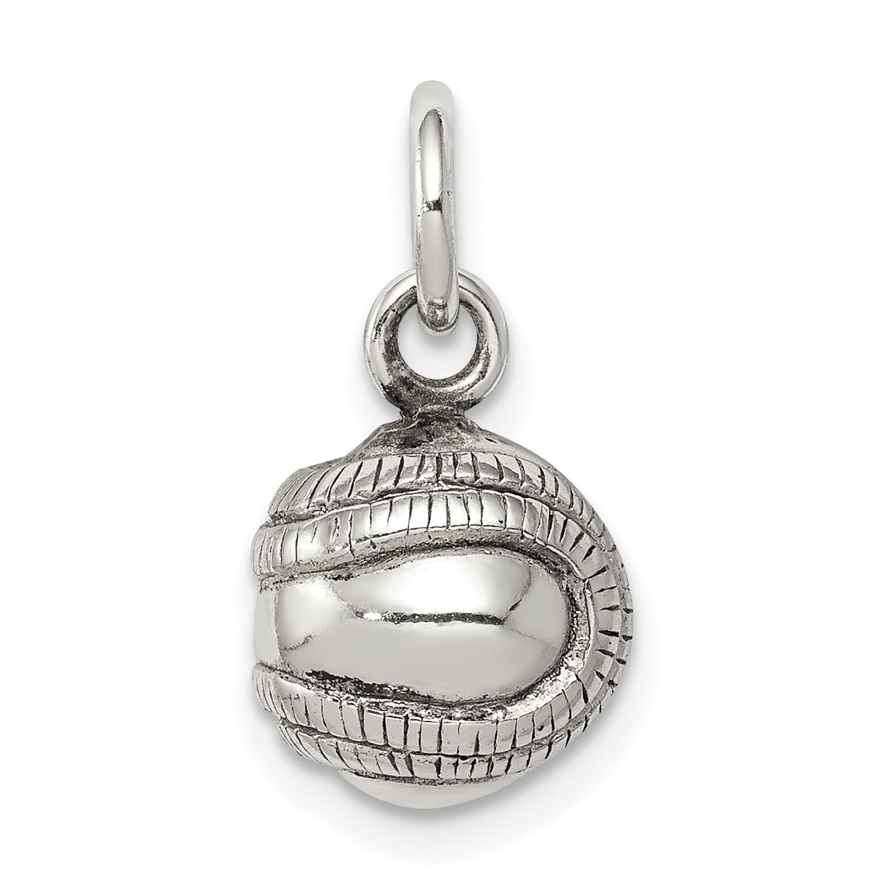 Sterling Silver 3D Antiqued Baseball Charm Main image