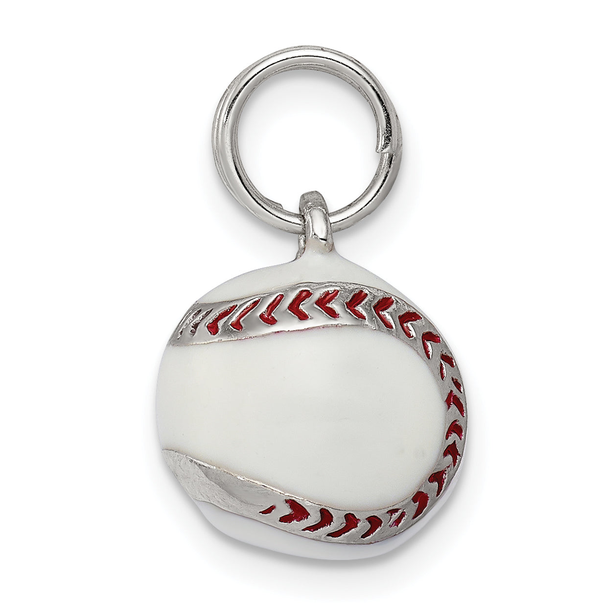 Sterling Silver 925 Men's Baseball Charm with 3D Enamel Polished Finish