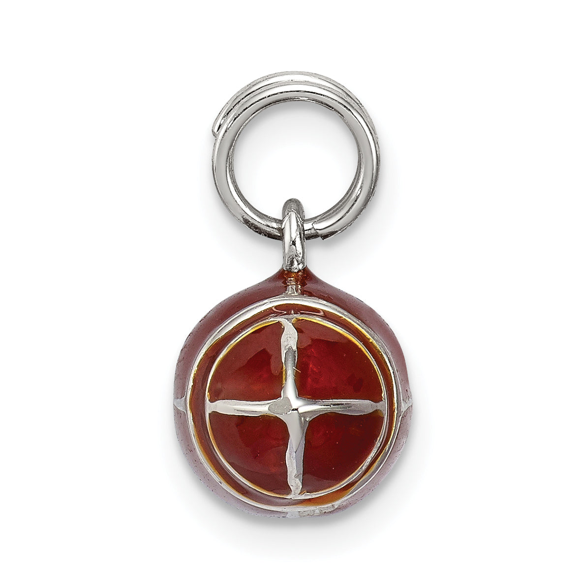 Sterling Silver Rhodium-Plated 3D Football Charm with Brown Enamel Secondary image