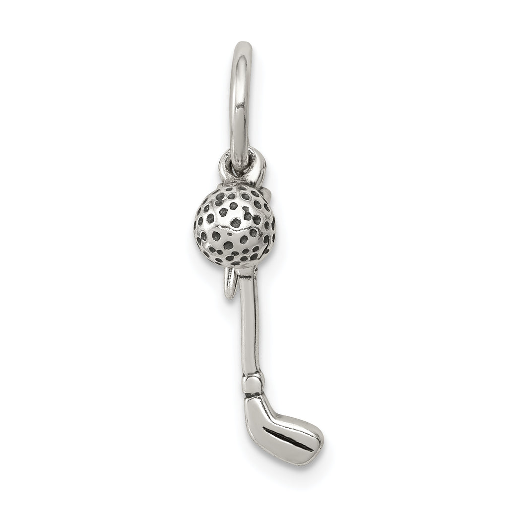 Sterling Silver Antiqued Golfer's Charm
